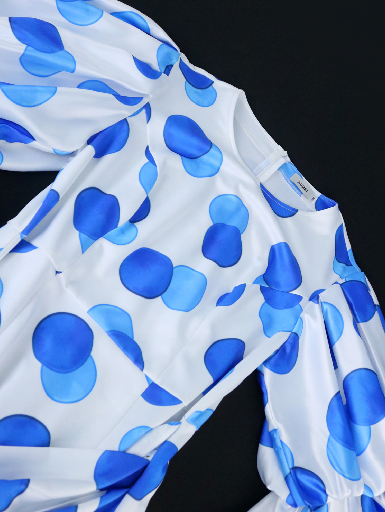 Casual Round Neck Flared Sleeves Dress Polka Dot Ribbon Pleated Hip Dresses 18 Casual Round Neck Flared Sleeves Dress Polka Dot Ribbon Pleated Hip Dresses