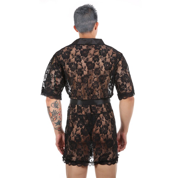 sexy lace transparent bathrobe