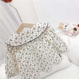 宝宝韩版长袖碎花娃娃衫女童韩国童装儿童2025新款秋装幼儿花衬衫