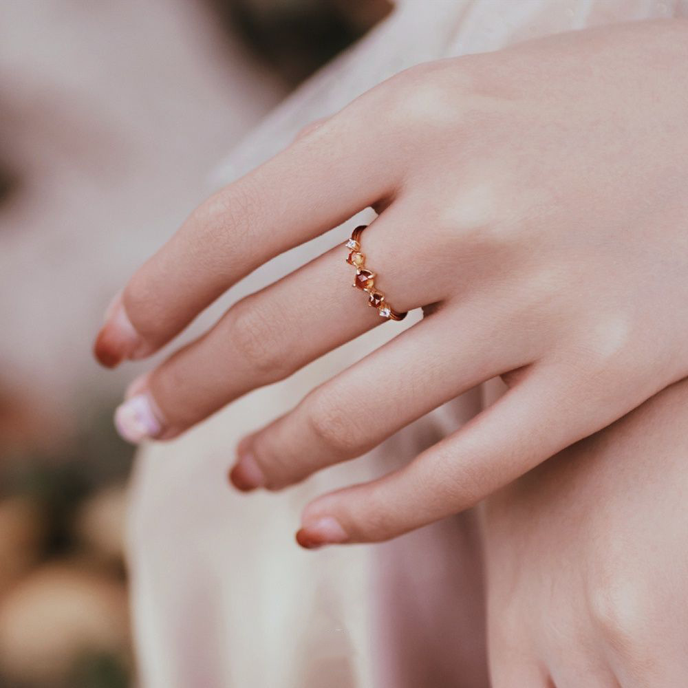Magic Sun Orange Garnet Ring Vintage Adjustable Gemstone For Women_voghion.com