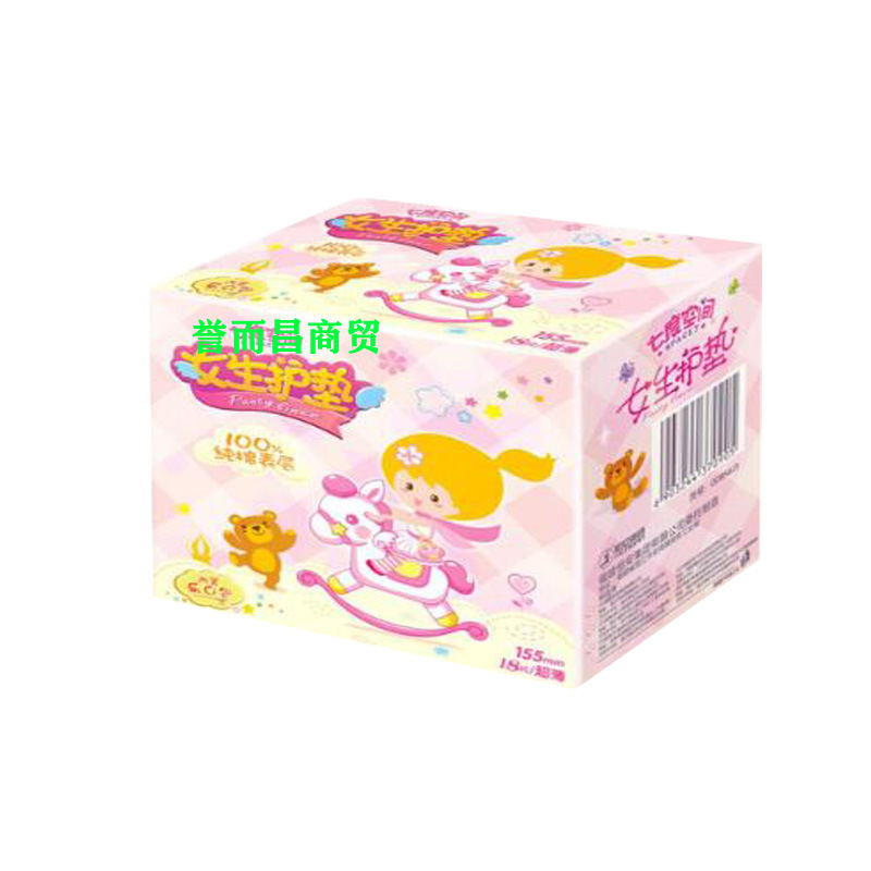 Seventh Space Girls' Panty Pads Wholesale 18 pieces 155mm cotton soft and breathable girls' small sanitary napkins