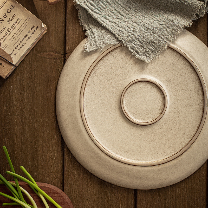 [Placa de carne de cerámica hecha a mano] Estilo retro B & B Placa de carne Restaurante occidental plato de pasta plato de postre ligeramente defecto