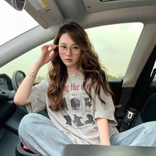 半截袖t衫动漫印花半袖体恤上衣服胖mm清仓纯棉短袖T恤衫女潮夏季