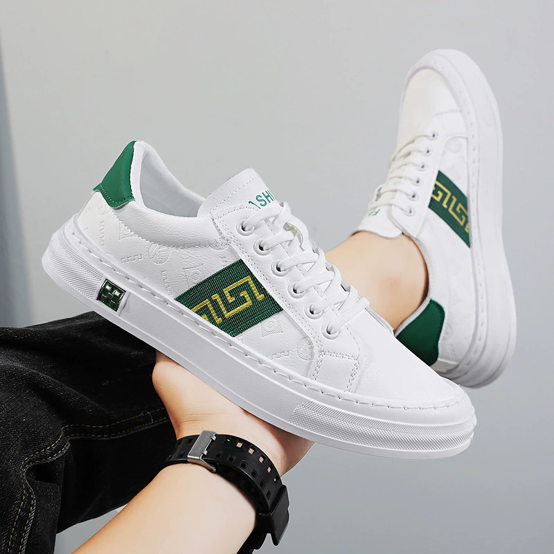 White shoes, trend white casual footwear English style, universal fashionable sneakers, 2023, autumn, trend of season, Korean style