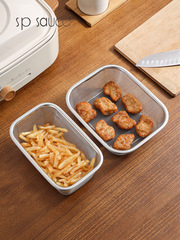 New stainless steel square deep fryer basket stand type oil draining plate with mesh