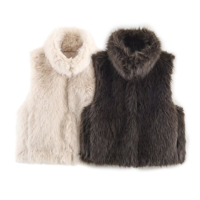 Aliexpress Hot Style 2025 Cross-Border European and American Style Fashionable Artificial Fur Effect Vest