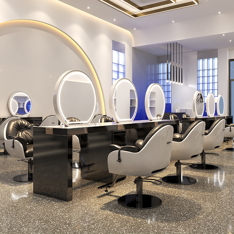 Internet celebridad Barbero espejo de doble cara de acero inoxidable espejo de la peluquería ESPEJO DE corte de pelo salón de pelo mesa especial Área de teñido en caliente