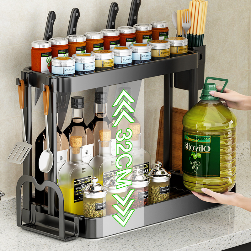 Kitchen shelf for storage, spice rack multi-layer organization stand, spice storage box, kitchen supplies