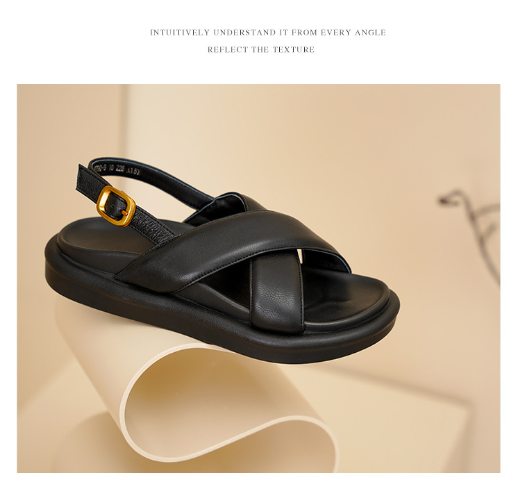 Sandal hở ngón đế dày thường ngày cho nữ – giày đi biển đế bằng hở ngón thời trang đơn giản — Màu đen chi tiết 19