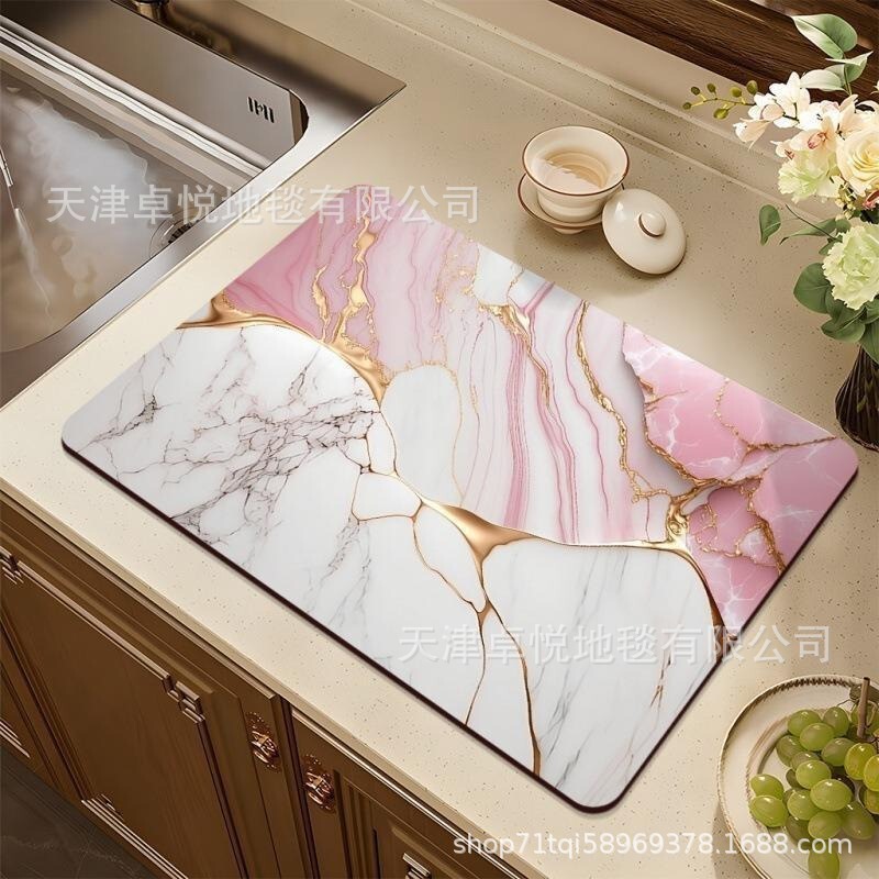 クロスボーダー大理石珪藻泥排水マットキッチンテーブル食器断熱乾燥マットバーアブソーバーマット|undefined