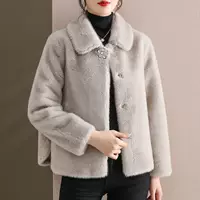 Short demi-season velvet down jacket, coat, for middle age