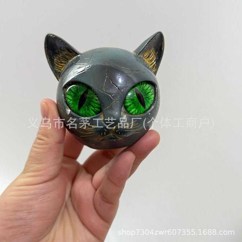 跨境Luxury Black Cat Stone Sculpture奢华黑猫树脂雕像摆件|undefined