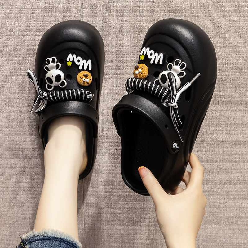 EVA nuevos zapatos de agujero de fondo grueso para mujeres antideslizantes de fondo suave de playa de verano para aumentar la altura de la moda zapatillas frías image 6
