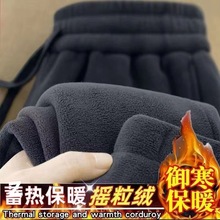 双面摇粒绒裤子男外穿束脚卫裤加绒加厚新款抓绒冬季保暖运动裤男