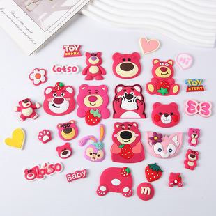 in stock Cartoon Strawberry Bear Patch Diy Soft Rubber Accessories Mobile Phone Case Driver's License Cave Shoes Hair Card Accessories