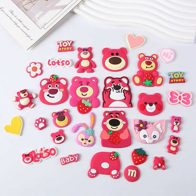 Пятно мультфильм клубничный медведь патч diy мягкий резиновый аксессуар для мобильного телефона чехол для водительских прав