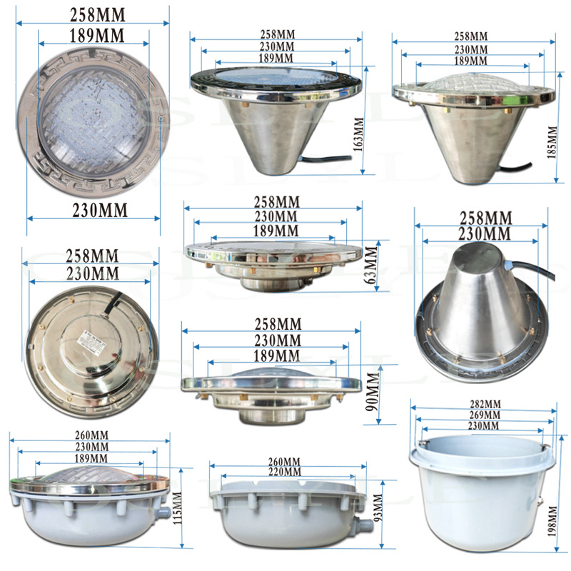 Lámpara de piscina de acero inoxidable empotrada transfronteriza, natación, fondo de buceo submarino, piscina enterrada oculta, led al por mayor