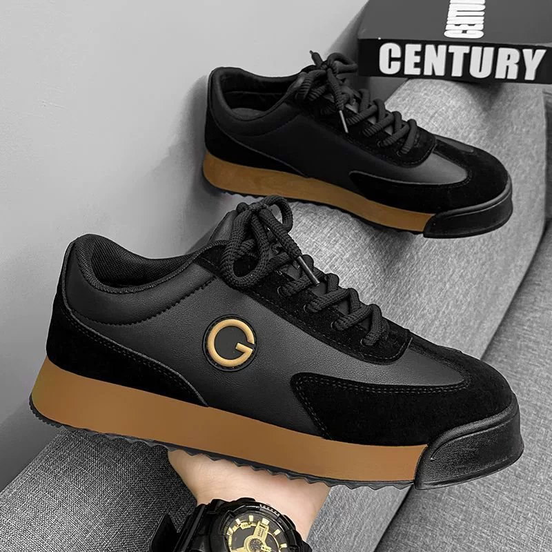 Мужские кроссовки 2025 года, новые, больших размеров, на толстой подошве, весенне-осенние, модные, спортивные и повседневные, кожаные, нескользящие, в стиле Форреста Гампа