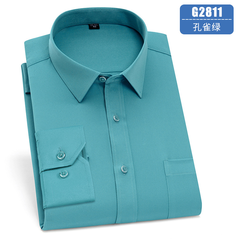 Camisa de hombre de negocios ropa de trabajo de manga larga antiarrugas sin planchar suave logotipo vinculante profesional camisa de primavera y verano para hombre