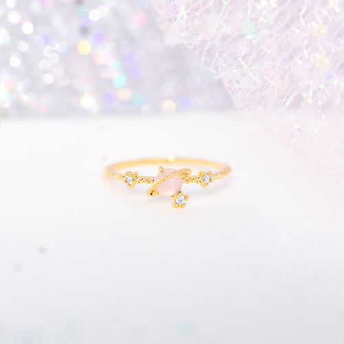 Cross-border new fashion and creative planet ring, micro-paved zircon star, elegant and luxurious open ring bracelet