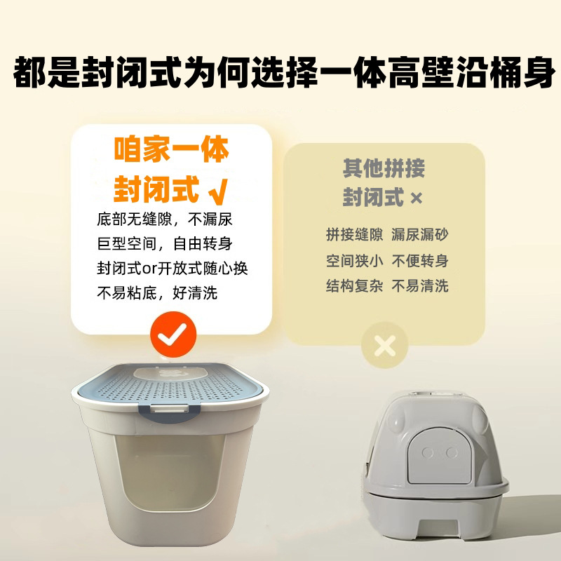 La caja de arena para gatos está completamente cerrada, el inodoro a prueba de arena de gran tamaño está completamente cerrado