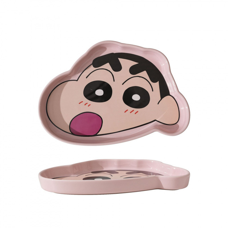 Crayón pequeño nuevo encantador plato de cerámica cubiertos domésticos dibujos animados nuevos plato de porcelana de arroz personal creativo y atractivo