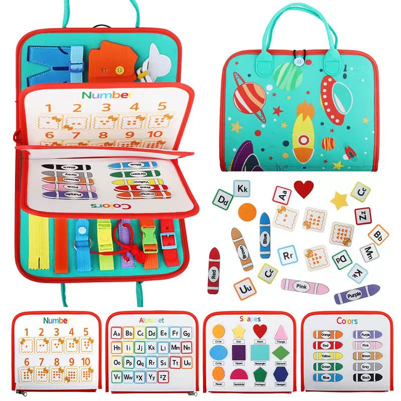 Tablero ocupado de fieltro para niños al por mayor tablero de aprendizaje de educación temprana para bebés kindergarten vestidor hebilla fabricante de tableros de práctica