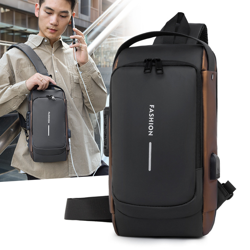 Bolso crossbody de los hombres bolso de pecho bolso de hombro bolso de la cintura de los deportes del ocio pequeña mochila multifuncional crossbody bolso de los hombres Contraseña de bloqueo