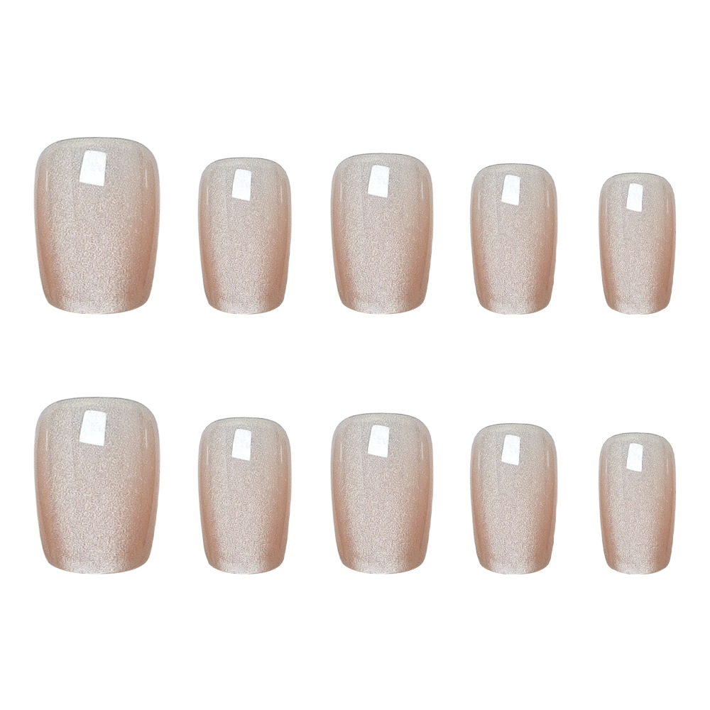 10 piezas de uñas postizas de lujo discretas, cálido, rosa nude, corto, uñas de vestir, ojos de gato en forma de escalera, uñas simples image 6
