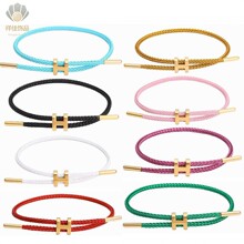 工厂批发定制加工跨境工字扣钢丝绳手镯不锈钢可调节防水防汗手饰