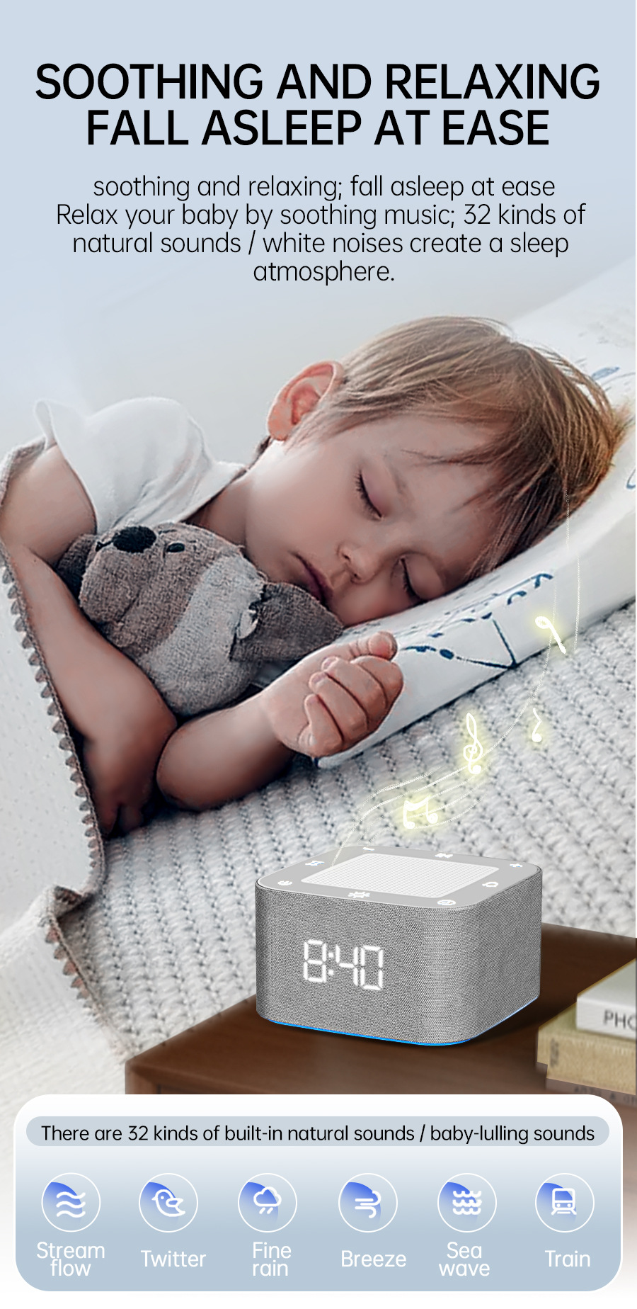 White Whisper Noise Sleep Sound Machine Bluetooth Speaker White Noise Aids Sleep_voghion.com