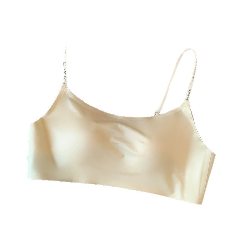 无痕缎面内衣女大胸显小显瘦上托收副乳夏季防走光抹胸细肩带文胸|undefined