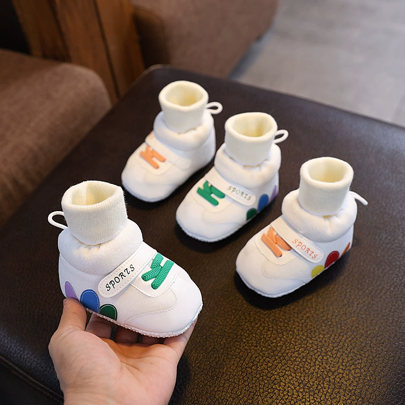 Осенняя и зимняя годовалая детская обувь для малышей детская обувь носки женская 6-12 месяцев детская хлопчатобумажная обувь утолщение 8