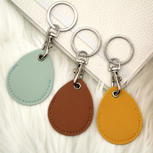 Access card holder rectangular drop-shaped keychain community access card protective cover square elevator leather card holder