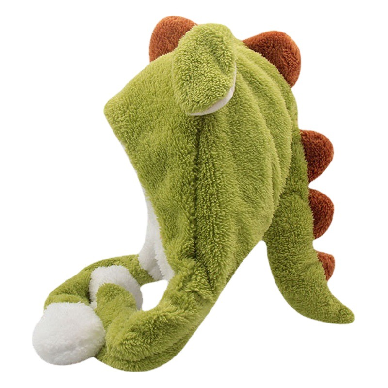 Autumn and Winter Little Dinosaur Plush Hat Ear Protection Hat Cute Soft Girl Family Lei Feng Hat Pullover Hat Thickeneded and Warm