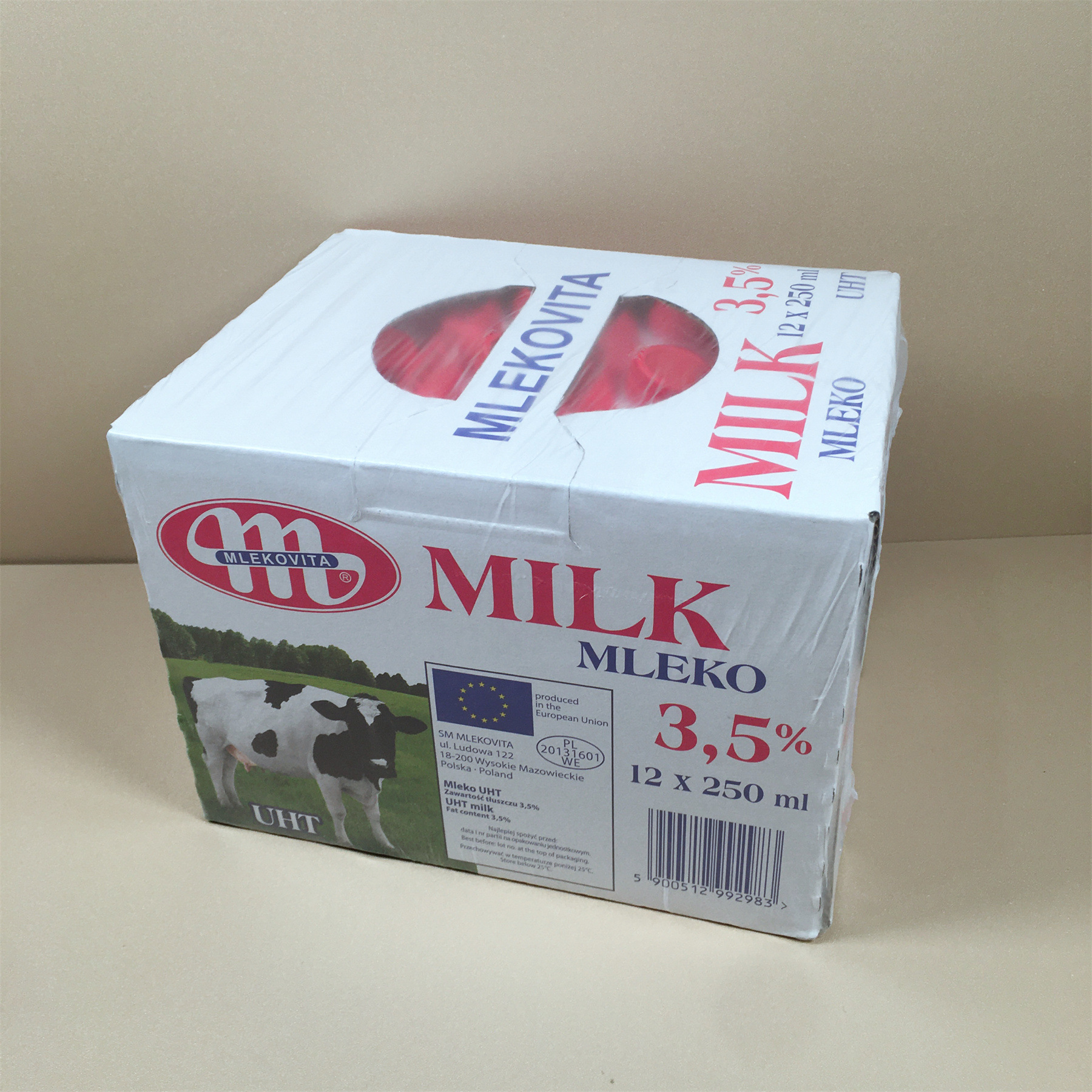 整箱12瓶 波兰妙可维Mlekovita妙维塔全脂灭菌纯牛奶早餐奶 250ML