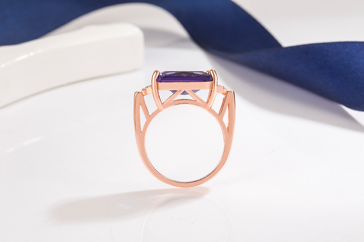 crossborder zircon imitation amethyst gold rose gold fourclaw amethyst ring jewelrypicture5