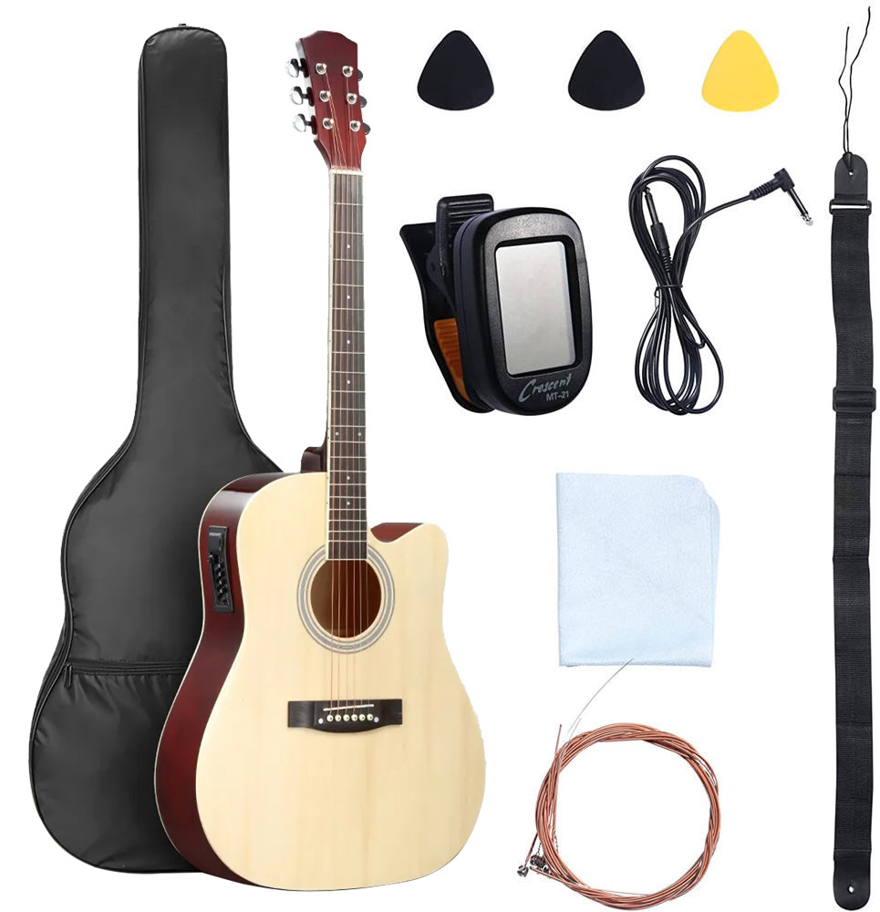 厂家直销古典吉他41寸38寸 全尺寸高亮椴木吉他套装批发