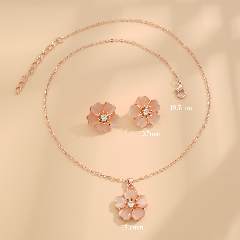 Copper Lady Sweet Plating Inlay Flower Resin Jewelry Set display picture 2