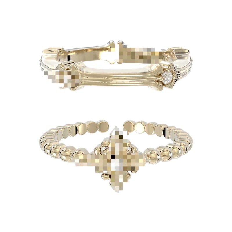 Cross-Shaped Iris Flower Butterfly Multi-Layer Full-Circle Ring in Coffee Gold Series, Same Style as Hengzi'S, Vintage Light Luxury Cross-Shaped Iris Flower Butterfly Multi-Layer Full-Circle Ring in Coffee Gold Series, Same Style as Hengzi'S, Vintage Light Luxury