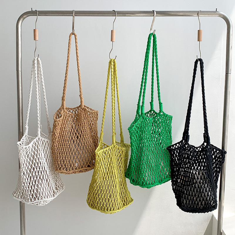 Large Capacity Tote Bag Handmade Bag Cotton Rope Hollow Net Bag Beach Vacation Bag Woven Net Bag Straw Woven Bag Large Capacity Tote Bag Handmade Bag Cotton Rope Hollow Net Bag Beach Vacation Bag Woven Net Bag Straw Woven Bag