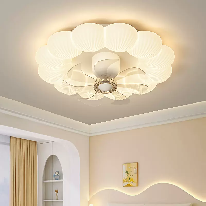 客厅风扇灯led吸顶灯中山灯具6新主卧室奶油风电风扇吊扇灯