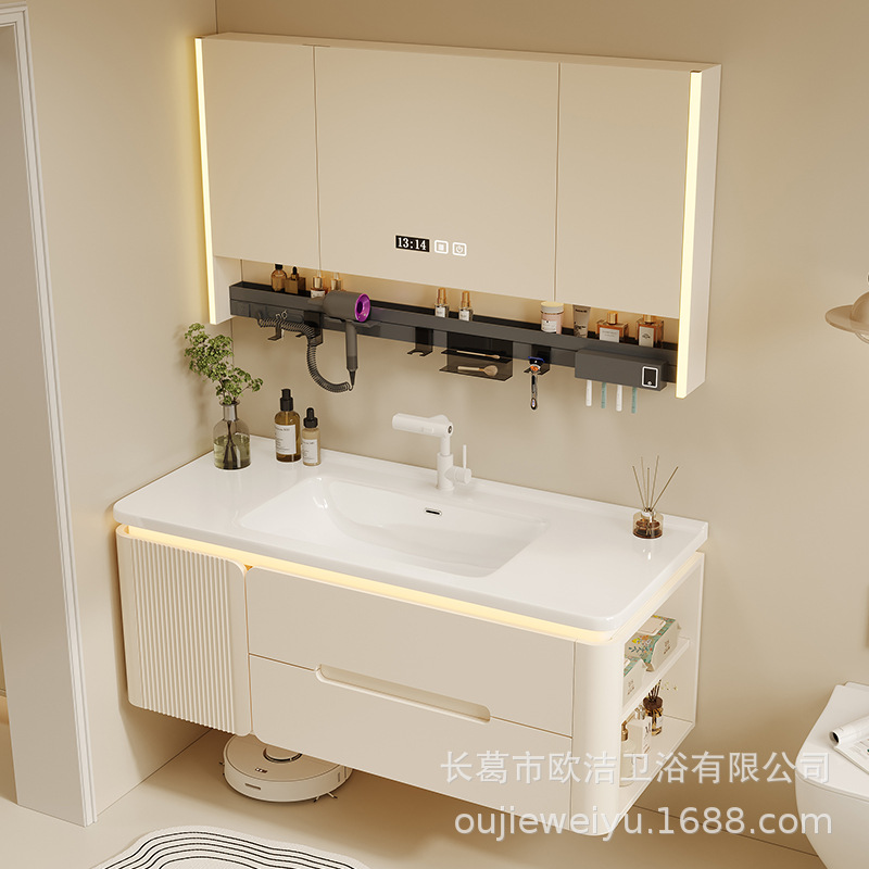 Oak Painted Bathroom Bathroom Cabinet Combination Cabinet Washbasin Cabinet Washbasin Washstand Pool Manufacturer Wholesale Delivery