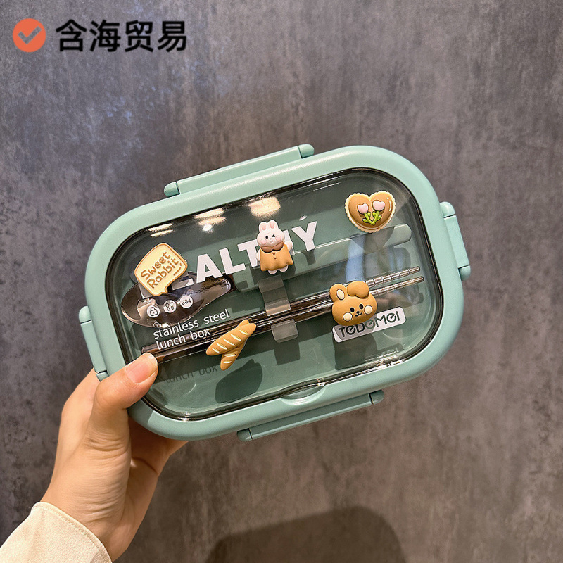 携帯型の分格は厚い弁当箱の学生のサラリーマンはご飯の高い顔の値のかわいい弁当箱を持ってマイクロ波で加熱することができます。|undefined