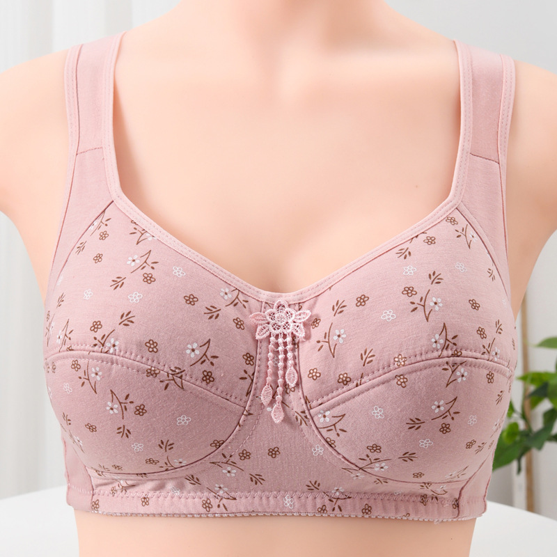 Cross-border plus size Rimless Gathering Comfortable plus size Breathable Bra for Middle-aged and Elderly Women's Adjustable Collapsing Underwear