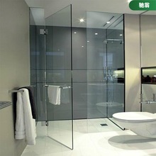 一字型平开门淋浴房钢化玻璃隔断卫生间干湿分离无边框浴室洗澡房
