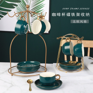 Manufacturer Wholesale Creative Coffee Cup and Saucer Rack Kitchen Storage Rack Household Hanging Rack Inverted Draining Cup Rack Draining Storage