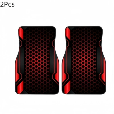 Avtomobil döşəmə paspasları, Set for Driver and Passenger, Dirt-Resistant - honeycomb-red-foot-pads-4565cm-front-row-two-pieces