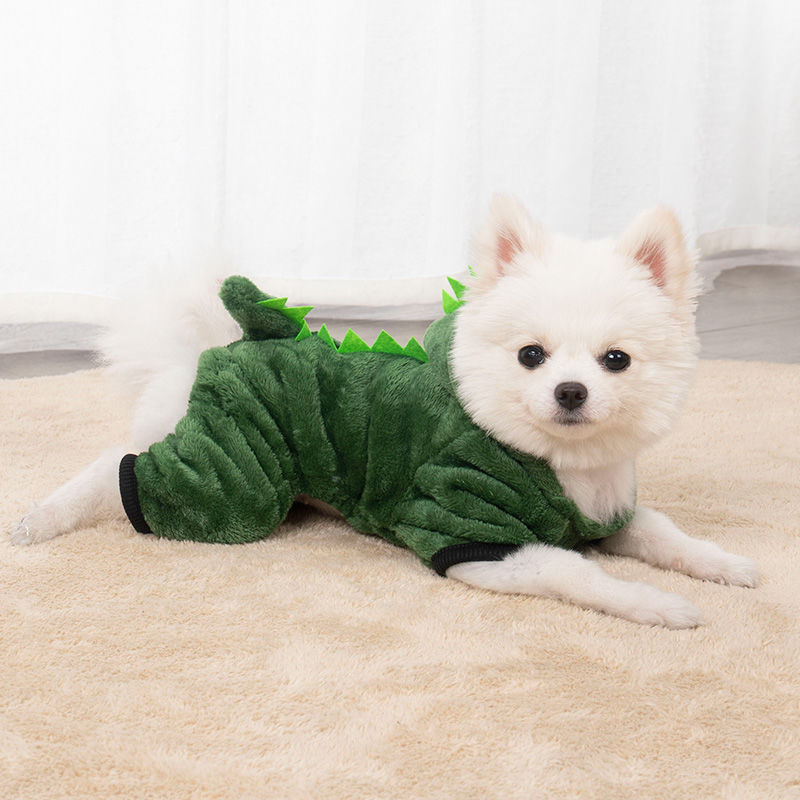 犬服恐竜変身服保温四足服テディ比熊法斗小型子犬ペット猫服|undefined