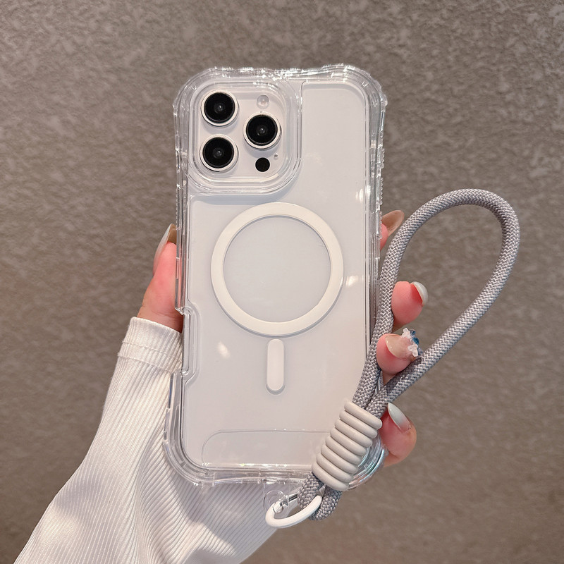 东南亚新品适用IP16PROMAX磁吸美腰三合一透明手机壳挂绳N52强磁|undefined